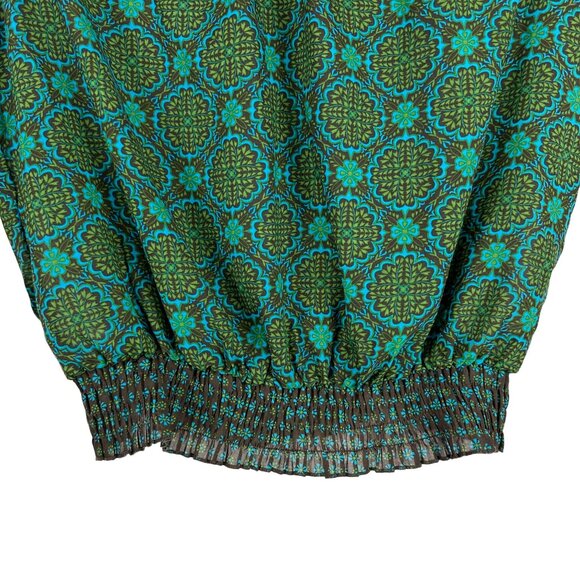 White Stag Women's Floral 100% Polyester Blouse Size XL Green - Picture 2 of 7